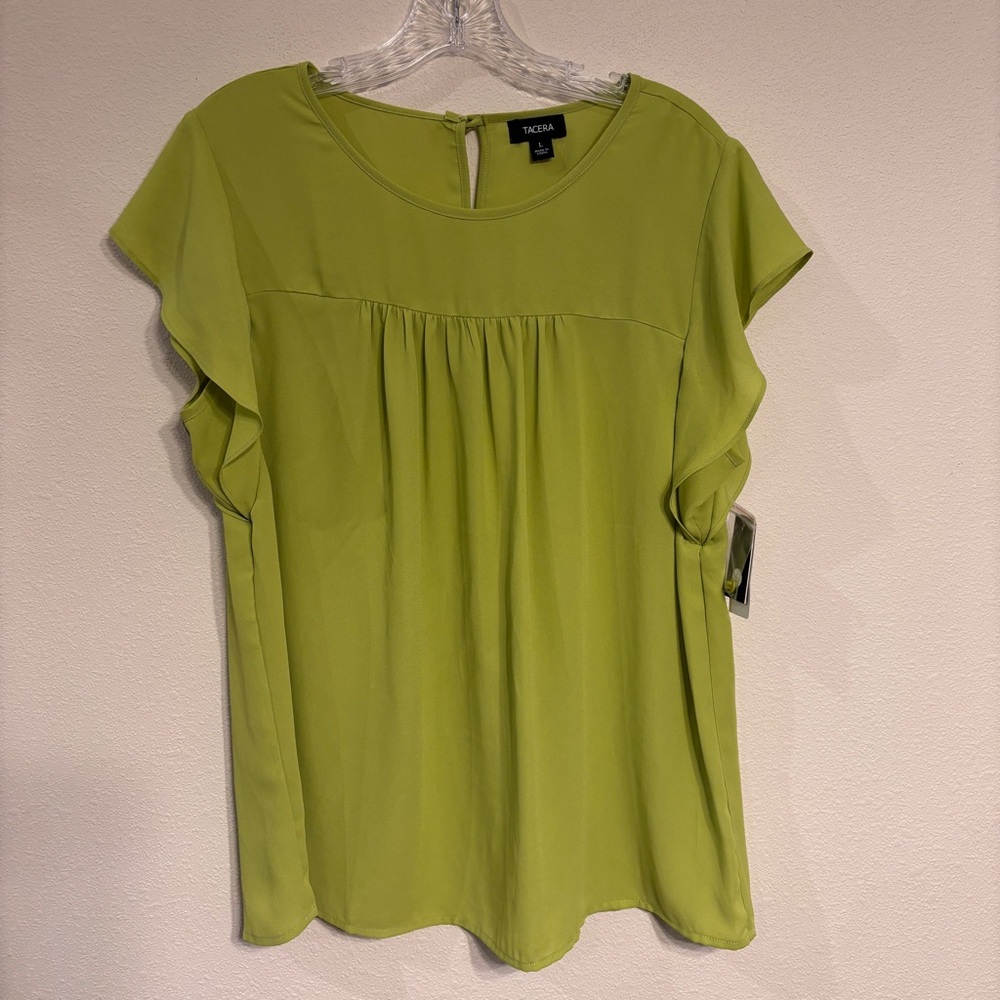 Tacera Women’s Lime Green Women's Blouse SZ Large